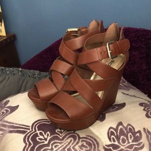 Brown strappy wedges